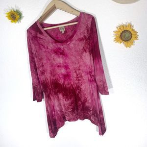 Como Vintage Pink Tie Dye Away Boho Hippy Soft Blouse Size Medium Women’s